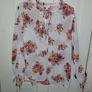 Charming Charlie Sheer Floral Blouse, Size XL